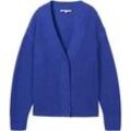 TOM TAILOR DENIM Damen Strick Cardigan mit V-Ausschnitt, blau, Uni, Gr. M