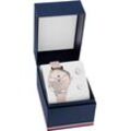 Quarzuhr TOMMY HILFIGER, rosa, Armbanduhren, Damen, Armbanduhr, Damenuhr, Lederarmband, ideal auch als Geschenk, analog