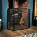 Milton 3 Panel Fire Guard Fireplace Screen Fence, Black