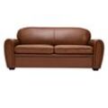 Miliboo - Schlafsofa aus braunem Leder 3-Sitzer club