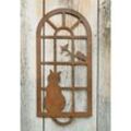 Wanddeko 'Katze am Fenster' aus Metall, Wandschmuck Wandbild, Metalldeko, Hänger