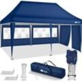 Tillvex - Pavillon 3x6m - mit 3 Seitenwänden Blau wasserdicht Pop-Up Faltpavillon höhenverstellbar Gartenzelt uv Schutz 50+ Partyzelt mit Tasche für