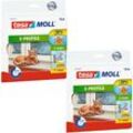 Tesa - moll E-Profil Gummidichtung im 2er Pack - Selbstklebende Dichtung zum Isolieren von Spalten an Fenstern und Türen - Weiß - 2x 10 m x 9 mm x 4