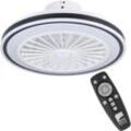 Deckenventilator mit led Beleuchtung Almeria, Ventilator Decke dimmbar mit Fernbedienung, Timer, 3 Geschwindigkeiten, Kunststoff in schwarz-weiß, ac