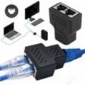 Cyslmuk - Schwarzer RJ45-Splitter-Adapter, 1 auf 2 Port, Buchse auf Buchse, Internet-Erweiterung, Netzwerkanschlüsse, unterstützt Cat5, Cat5e, Cat6,