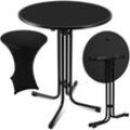 Stehtisch mit Husse Bistro klappbar Garten Partytisch Bistrotisch Tisch Rund ø 80 cm Schwarz - Vingo