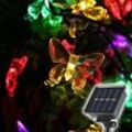 Solar Lichterkette Aussen Schmetterling, 10M 50 led Lichterketten Wasserdichte für Sommer Garten, Bäume, Terrasse, Weihnachten, Hochzeiten, Partys