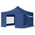 TOOLPORT 4x4m Stahl Faltpavillon, inkl. 4 Seitenteile, blau - (600092)