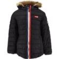 Steppjacke LEVI'S KIDS, Mädchen, Gr. 16 (164), schwarz, Web, Obermaterial: 100% Polyester, unifarben, casual, tailliert Po-bedeckend, Rundhals, Jacken, for girls mit Kapuze