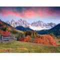 Fototapete PAPERMOON "ALPEN-DOLOMITEN DORF und Landschaft", bunt, B:4,50m L:2,80m, Vlies, Tapeten