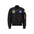 Bomberjacke ALPHA INDUSTRIES "Alpha Industries Men - Bomber Jackets MA-1 VF Vintage Fit NASA" Gr. 4 XL, schwarz, Herren, Obermaterial: 100% Nylon, Futter: 100% Nylon, Füllung: 100% Polyester, Jacken