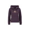 Hoodie ALPHA INDUSTRIES "Alpha Industries Women - Hoodies New Basic Hoodie Women", Damen, Gr. S, lila (plum), Obermaterial: 80% Baumwolle, 20% Polyester, regular fit, Sweatshirts