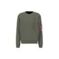 Sweater ALPHA INDUSTRIES "Alpha Industries Men - Sweatshirts Embroidery Sweater", Herren, Gr. L, grün (schwarz olive), Obermaterial: 80% Baumwolle, 20% Polyester, regular fit, Sweatshirts