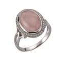 Fingerring ZEEME "925 Sterling Silber rhodiniert mit echtem Rosenquarz Zirkonia" Fingerringe Gr. 052 (16,6), Silber 925 (Sterlingsilber), weiß (weiß, rosa) Damen