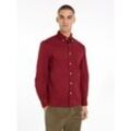 Langarmhemd TOMMY HILFIGER "FLEX POPLIN RF SHIRT", Herren, Gr. XXXL, N-Gr, rot (deep rouge), Web, Obermaterial: 100% Baumwolle, Basic, normal hüftbedeckend, Hemden, mit Tommy Hilfiger Labelschild innen an der Knopfleiste