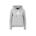 Hoodie ALPHA INDUSTRIES "Alpha Industries Women - Hoodies New Basic Hoodie Women", Damen, Gr. M, grau (grau heather), Obermaterial: 80% Baumwolle, 20% Polyester, regular fit, Sweatshirts