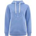 Hoodie ZWILLINGSHERZ "Strand Meer Küste" Gr. XS, blau, Damen, Obermaterial: 50% Baumwolle, 50% Polyester, unifarben mit Farbeinsätzen, Sweatshirts, mit Kapuze und gleichfarbig gesticktem Ankermotiv