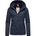 Outdoorjacke RAGWEAR "Dizzie", Damen, Gr. 4XL (48), blau (jeans), Außenmaterial: 100% Polyester, Innenfutter: 100% Polyester, Wattierung: 100% Polyester, casual, regular fit hüftbedeckend, Langarm Ärmel ohne Ärmelschlitz Rippstrickbündchen, Jacken, Wasserdichte Übergangsjacke mit großer Kapuze