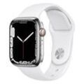 Apple Watch Series 7 (2021) GPS + Cellular 41 mm - Rostfreier Stahl Silber - Sportarmband Weiß