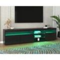 Merax - Schwarz moderner TV-Schrank, helles Panel, variable LED-Beleuchtung, Wohn- und Esszimmer 180cm