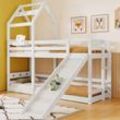 Okwish - Kinderbett Baumhaus mit Rutsche & Leiter 90 x 200 cm, Hochbett für Kinder– 2x Lattenrost- Weiß