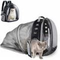 KZQ - Rucksack für Hunde und Katzen – transparente Tragetasche für Hunde und Katzen, erweiterbar, tragbar für Auto, Einkaufen usw.