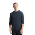 Rundhalspullover MARC O'POLO, Herren, Gr. M, blau (schwarz navy), Strick, Obermaterial: 100% Baumwolle, regular fit, Rundhals, Langarm Rippbündchen, Pullover, Zweifarbiger Bi-Colour-Strick