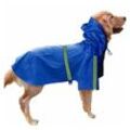 Ahlsen - Regenmantel für Hunde – Regenjacke mit Kapuze und Reflektoren für sichere und trockene Spaziergänge Ihres Hundes (l Blau),