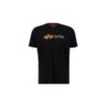 T-Shirt ALPHA INDUSTRIES "Alpha Industries Men - T-Shirts Alpha Label T Puff Print", Herren, Gr. L, schwarz, Obermaterial: 100% Baumwolle, Kurzarm, Shirts