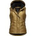 Steppweste RAGWEAR "Hesty Bling" Gr. L (40), gold (goldfarben), Damen, Obermaterial: 100% Nylon, Innenfutter: 100% Polyester, Wattierung: 100% Polyester, Westen, Wasserdichte Outdoor-Weste mit abnehmbarer Kapuze