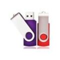 2er-Pack (32G, Rot/Lila) USB-Stick, 32 gb, usb 2.0-Speicherstick, drehbarer USB-Stick mit Seilen, gutes Geschenk für Kinder, Eltern und Freunde