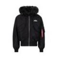 Winterjacke ALPHA INDUSTRIES "Alpha Industries Men - Bomber Jackets 45/P Hooded", Herren, Gr. 2 XL, schwarz (schwarz, schwarz), Obermaterial/Futter: 100% Nylon, Füllung: 100% Polyester / Kapuzen Futter: 100% Polyester / Kapuzen Fell: 74% Acryl, 26% Polyester, Jacken