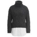 Damen Strickpullover mit Bluseneinsatz