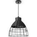 Pendelleuchte PACO HOME "PUCA" Lampen Gr. Ø 24cm H: 33cm, schwarz Lampe Pendelleuchte Korb Stahl Papier Esstisch Boho E27