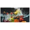 Küchenrückwand ARTLAND "Spritzendes Obst auf dem Wasser", bunt, B:120cm H:60cm, Aluminium, Spritzschutzwände, Alu Spritzschutz mit Klebeband, einfache Montage