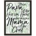 Wandbild ARTLAND "Papa Herr im Haus aber Mama ist Chef" Bilder Gr. B/H: 37cm x 47cm, Wandbild Sprüche & Texte,, grün