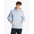 Hoodie TOMMY HILFIGER "ESS SEASONAL FLEECE HOODY", Herren, Gr. L, blau (breezy blau), Sweatware, Obermaterial: 60% Baumwolle, 40% Polyester, unifarben, casual, bequem hüftlang, Langarm elastischer Bund, Sweatshirts, mit Logostickerei