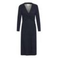 Jerseykleid FRANSA "Jerseykleid FRCERICA DR 2", Damen, Gr. L, N-Gr, blau (schwarz navy mix aop ma24 02f), Jersey, Obermaterial: 95% Viskose CV. 5% Elasthan EL., geblümt, Basic, regular fit lang, V-Ausschnitt, Kleider