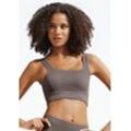 Crop-Top LASCANA Gr. XS (32/34), braun Damen Tops Seamless Top mit Rippstruktur