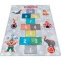 Kinderteppich AYYILDIZ TEPPICHE "PLAY 2909" Teppiche Gr. B: 140cm, 6mm, L: 200cm, grau Kinder robuster Kurzflor,Zirkus, Zahlen Spiele Hüpf Teppich,Kinderzimmer