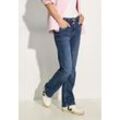 Bootcut-Jeans CECIL "Toronto" Gr. 32, Länge 32, blau (mid blau wash), Damen, Denim/Jeans, Obermaterial: 77% Baumwolle, 20% Polyester, 3% Elasthan, unifarben, Jeans, im Five-Pocket Style, Topseller