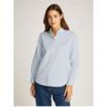 Hemdbluse TOMMY JEANS "TJW REG OXFORD SHIRT", Damen, Gr. L (40), blau (sweet blau, weiß), Web, Obermaterial: 100% Baumwolle, gestreift, klassisch, regular fit hüftlang, Langarm Ärmel mit Ärmelschlitz 1-Knopf-Manschette, Blusen, mit Logostickerei