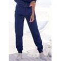 Sweathose H.I.S Gr. 32/34, N-Gr, blau (dunkelblau), Damen, Obermaterial: 60% Baumwolle, 40% Polyester, unifarben, Hosen, mit elastischem Tunnelzugbund