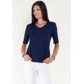 V-Shirt SEIDEL MODEN Gr. 38, blau (navy) Damen Shirts mit Halbarm aus softem Material, MADE IN GERMANY