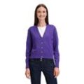 Strickjacke BETTY BARCLAY "Betty Barclay Feinstrickjacke mit V-Ausschnitt", Damen, Gr. 36, blau (blau violet), Strick, Obermaterial: 72% Viskose, 28% Polyamid., modisch, figurumspielend normal, Langarm, Strickjacken, Knöpfe