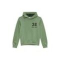 Sweatshirt S.OLIVER JUNIOR Gr. L (158/164), grün (light khaki), Jungen, Jersey, Obermaterial: 90% Baumwolle, 10% Polyester, unifarben, Sweatshirts, mit Kapuze