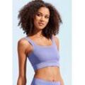 Crop-Top LASCANA Gr. XS (32/34), lila Damen Tops Seamless Top mit Rippstruktur