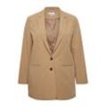 Jackenblazer FRANSA "Jackenblazer FPCallie", Damen, Gr. 44, braun (tiger's eye mix), Obermaterial: 78% Polyester PES. 18% Viskose LENZING ECOVERO CV LenzEcov. 4% Elasthan EL., elegant, normal, Blazer