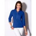 Poloshirt CASUAL LOOKS "Poloshirt", Damen, Gr. 36, blau (royalblau), 50% Baumwolle, 50% Modal, unifarben, ohne Ausschnitt, 3/4-Ärmel, Shirts