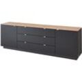 TV-Sideboard Fernsehschrank schwarz mit Artisan Eiche, Breite 240 cm CUST-36 - schwarz